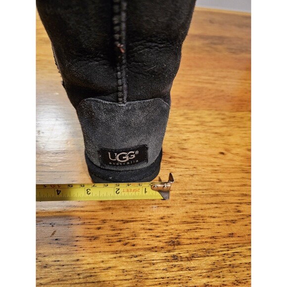 UGG Australia Boots Women's Classic Tall Boots Black Size 7 Leather Sheepskin - Picture 11 of 14